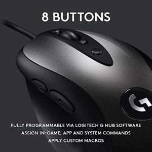 Logitech G MX518 Gaming Mouse Hero 25K Sensor, 25,600 DPI, ARM-Processor, 8 Programmable Buttons - Black/Grey