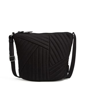 vera bradley women’s cotton bucket crossbody purse, black – recycled cotton, one size