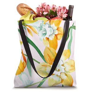 Yellow Daffodil Spring Color Flower Plants Floral Pattern Tote Bag