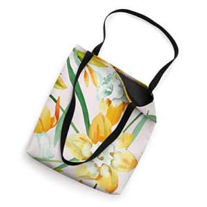 Yellow Daffodil Spring Color Flower Plants Floral Pattern Tote Bag