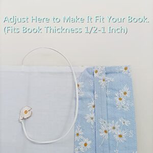 A5 Book Cover ( Chrysanthemums in Wathet ) Hard Book Sleeve Cover for Paperback,Journal,Diary,Novel,Washable Fabric,Fits Thickness Adjustable