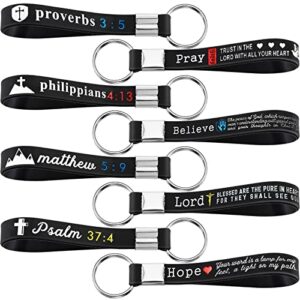 60 pcs christian bible keychains bible scripture keychains silicone inspirational keychain gift for women student (black)