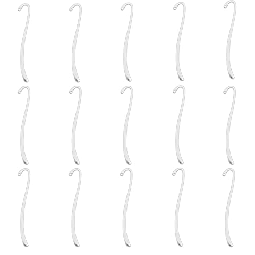 YYANGZ 15PCS Silver Plated Smooth Bookmark, Hook Bookmark, Jewelry Making Charms