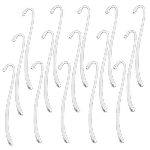 YYANGZ 15PCS Silver Plated Smooth Bookmark, Hook Bookmark, Jewelry Making Charms