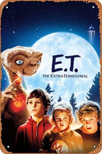 liqixi retro metal sign vintage tin sign e.t. the extra-terrestrial movie poster for cafe bar office home wall decor gift 12 x 8 inch
