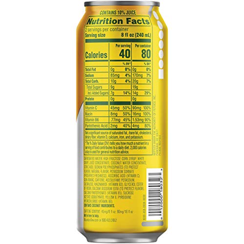 Mountain Dew Kickstart, Pineapple Orange Mango, 90mg Caffeine, Vitamins B & C, 80 Calories, 10% Juice, 16 fl oz (12 Count)