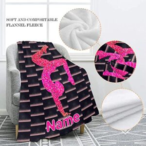 Custom Blanket Personalized Gymnastics Beautiful Soft Fleece Throw Blanket with Name for Gifts Sofa Bed 50 X 60 inches