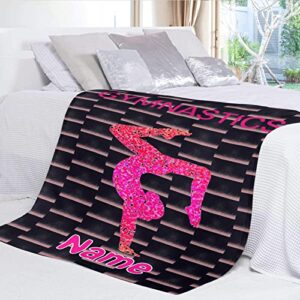 Custom Blanket Personalized Gymnastics Beautiful Soft Fleece Throw Blanket with Name for Gifts Sofa Bed 50 X 60 inches