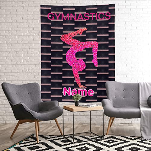 Custom Blanket Personalized Gymnastics Beautiful Soft Fleece Throw Blanket with Name for Gifts Sofa Bed 50 X 60 inches