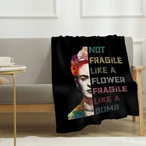 Frida Kahlo Throw Blanket PUREFLY Feminism Empowering Women Throw Blanket Feminist Equality Flannel Blanket Gifts for Women Girls Adult for Sofa Couch Living Room Bedroom 40" x 50"