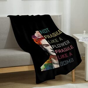 Frida Kahlo Throw Blanket PUREFLY Feminism Empowering Women Throw Blanket Feminist Equality Flannel Blanket Gifts for Women Girls Adult for Sofa Couch Living Room Bedroom 40" x 50"