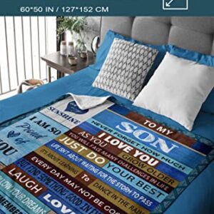 RFHBP Son Gifts from Mom, Gifts for Son from Mom, Throw Blanket 60"X50", to My Son from Mom to Son, Birthday Gifts for Son from Mom, Blankets Perfect Present Ideas for Couch All Season