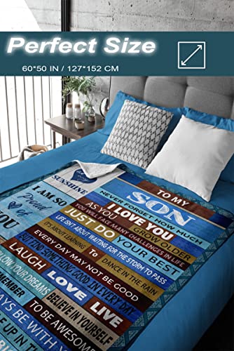 RFHBP Son Gifts from Mom, Gifts for Son from Mom, Throw Blanket 60"X50", to My Son from Mom to Son, Birthday Gifts for Son from Mom, Blankets Perfect Present Ideas for Couch All Season