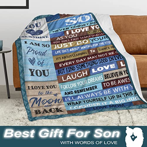 RFHBP Son Gifts from Mom, Gifts for Son from Mom, Throw Blanket 60"X50", to My Son from Mom to Son, Birthday Gifts for Son from Mom, Blankets Perfect Present Ideas for Couch All Season