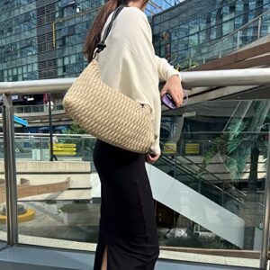 NAARIIAN quilted shoulder bags for Women,Small Hobo handBags,puffer bag with Adjustable Strap(beige bag)