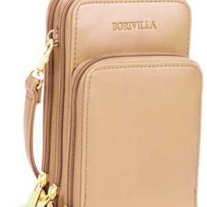 Borivilla Crossbody Cellphone Purse Women Touch Screen Bag RFID Blocking Wallet Handbag Shoulder Strap