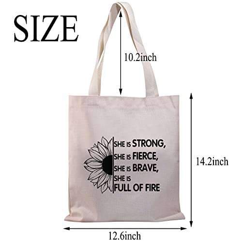 BDPWSS Girl Power Gift Feminist Tote Bag Women Empowered Gift She Is Strong Fierce Brave Full Of Fire Handbag (Strong fierce brave TG)