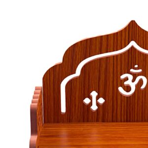 Wooden Temple Wall Mounted Hanging Table top Pooja Mandir God Stand Shelf for Home Office and Gifting (Om)