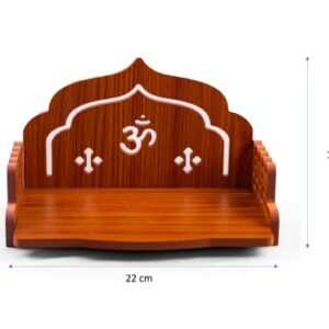 Wooden Temple Wall Mounted Hanging Table top Pooja Mandir God Stand Shelf for Home Office and Gifting (Om)