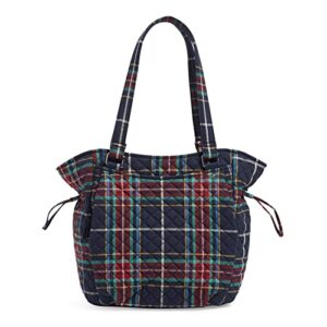 vera bradley women’s cotton glenna satchel purse, tartan plaid – recycled cotton, one size