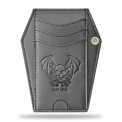 Lazy Skull Minimalist Coffin Wallet – Small Front Pocket Goth Wallet – Skull Wallet for Women and Men–Witchy Goth accessory