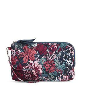 vera bradley women’s performance twill wristlet with rfid protection, cabbage rose cabernet, one size