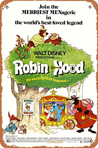 Ysirseu Retro Robin Hood (#1 of 4) Metal Sign Vintage Look Kitchen Signs Wall Decor 1973 Movie Poster Bar Decorations Funny Tin Art Plaques 8x12 Inch