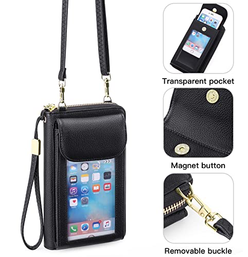 FALAN MULE Small Cell Phone Crossbody Bag Purse for Women, PU Leather Wallet Purse