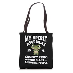 my spirit animal is a grumpy frog lover funny frog tote bag