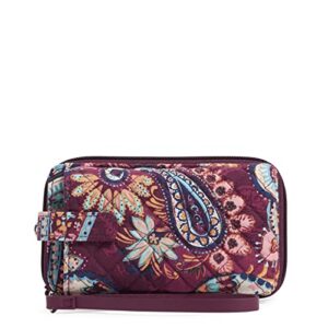 vera bradley women’s cotton smartphone wristlet with rfid protection, paisley jamboree – recycled cotton, one size