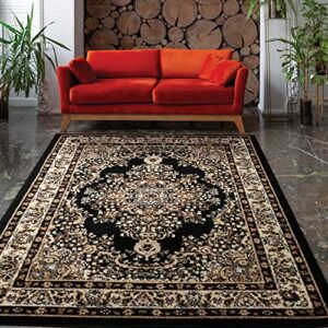 antep rugs oriental 8×10 traditional medallion indoor area rug siesta (black beige, 7’10” x 10′)