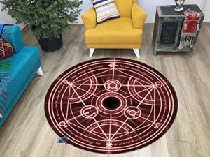 full metal transmutation, circle cool, japanese anime manga, floor rug, anime rug, doormat, anime, chair mats, fma transmutation, anime rugs (3.6 ft / 43″ / 110 cm)