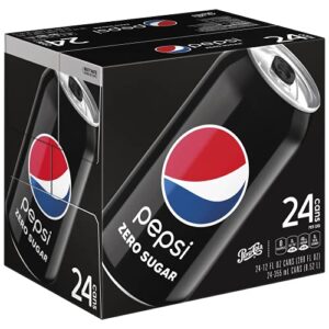 pepsi zero sugar cola soda pop, 12oz cans (24 pack)