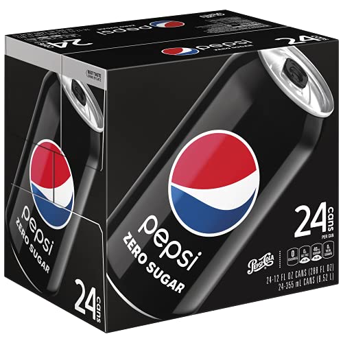 Pepsi Zero Sugar Cola Soda Pop, 12oz Cans (24 Pack)