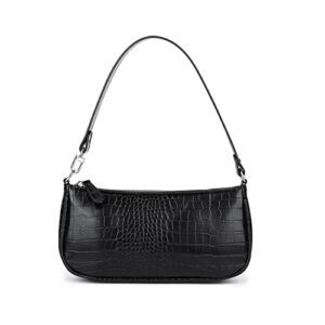 shoulder bags for women, retro classic tote handbag crocodile pattern clutch purse with zipper closure