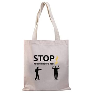 bdpwss music lover tote bag music teacher gift stop you’re under a rest funny music theme handbags (under a rest tg)