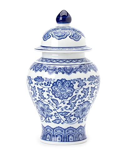 GaLouRo Blue and White Ginger Jars for Home Décor,Small Chinoiserie Porcelain, Good Ideal for Room, Office Decoration,9.8" H