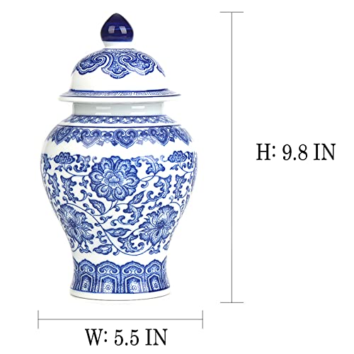 GaLouRo Blue and White Ginger Jars for Home Décor,Small Chinoiserie Porcelain, Good Ideal for Room, Office Decoration,9.8" H