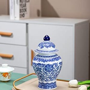 GaLouRo Blue and White Ginger Jars for Home Décor,Small Chinoiserie Porcelain, Good Ideal for Room, Office Decoration,9.8" H