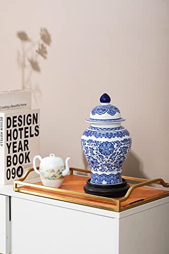 GaLouRo Blue and White Ginger Jars for Home Décor,Small Chinoiserie Porcelain, Good Ideal for Room, Office Decoration,9.8" H