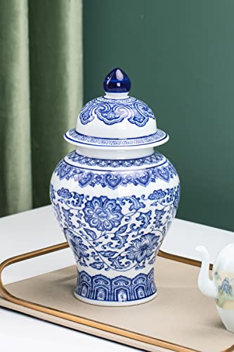 GaLouRo Blue and White Ginger Jars for Home Décor,Small Chinoiserie Porcelain, Good Ideal for Room, Office Decoration,9.8" H