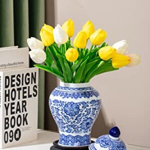 GaLouRo Blue and White Ginger Jars for Home Décor,Small Chinoiserie Porcelain, Good Ideal for Room, Office Decoration,9.8" H