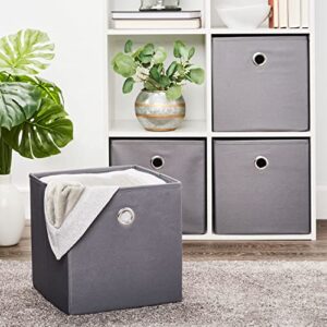 Deahun Mainstays Collapsible Fabric Cube Storage Bins (10.5" x 10.5"), 4 Pack, Grey Flannel (greyflannel)