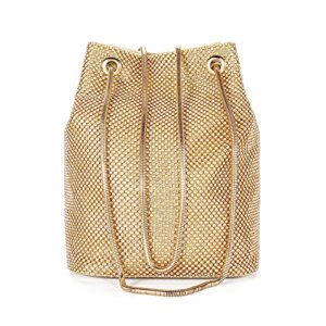 rhinestone evening party bags for women sparkly gold clutch crystal bucket purse wedding purses wallet fancy desinger handbags bing glitter shoulder bags for cocktail prom night out small tote bag