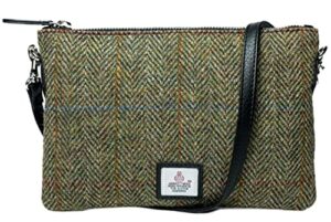 real harris tweed scotland clutch bag – green herringbone