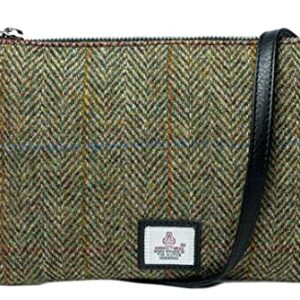 Real Harris Tweed Scotland Clutch Bag - Green Herringbone