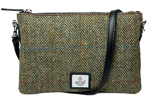 Real Harris Tweed Scotland Clutch Bag - Green Herringbone