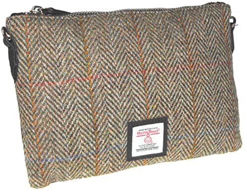 Real Harris Tweed Scotland Clutch Bag - Green Herringbone