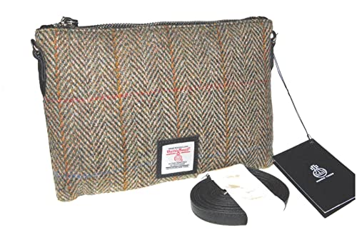 Real Harris Tweed Scotland Clutch Bag - Green Herringbone