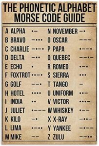 wzvzgz vintage metal tin sign phonetic alphabet morse code pilot signs poster tin sign poster vintage metal signs for bar music club man cave room wall decor 8×12 inch